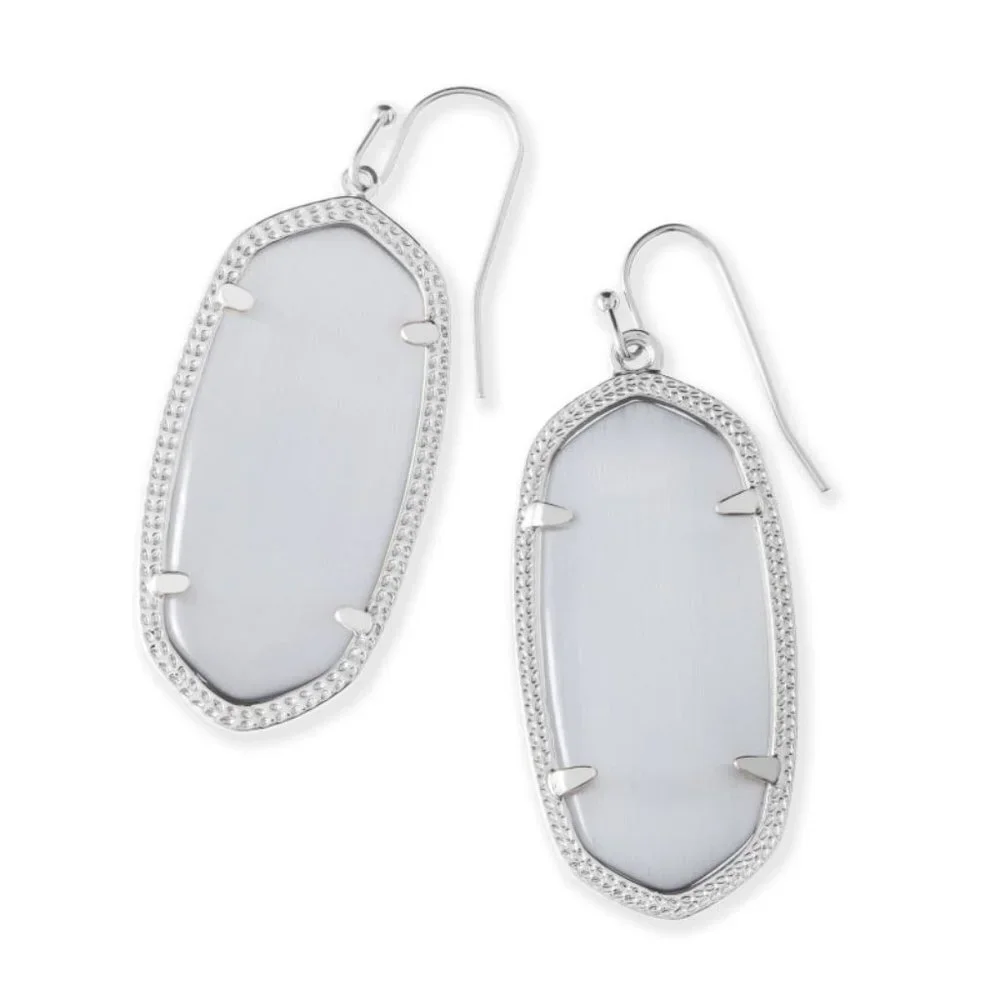 Elle Silver Drop Earrings In Slate Cats Eye